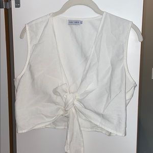 White tie crop top with deep v neck